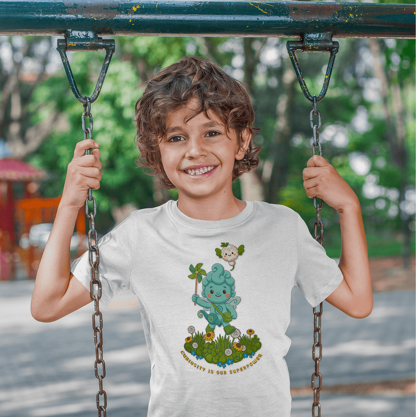 Always BU "Curiosity Is Our Superpower" Youth Fine Jersey Tee - Breezie & Nimbus