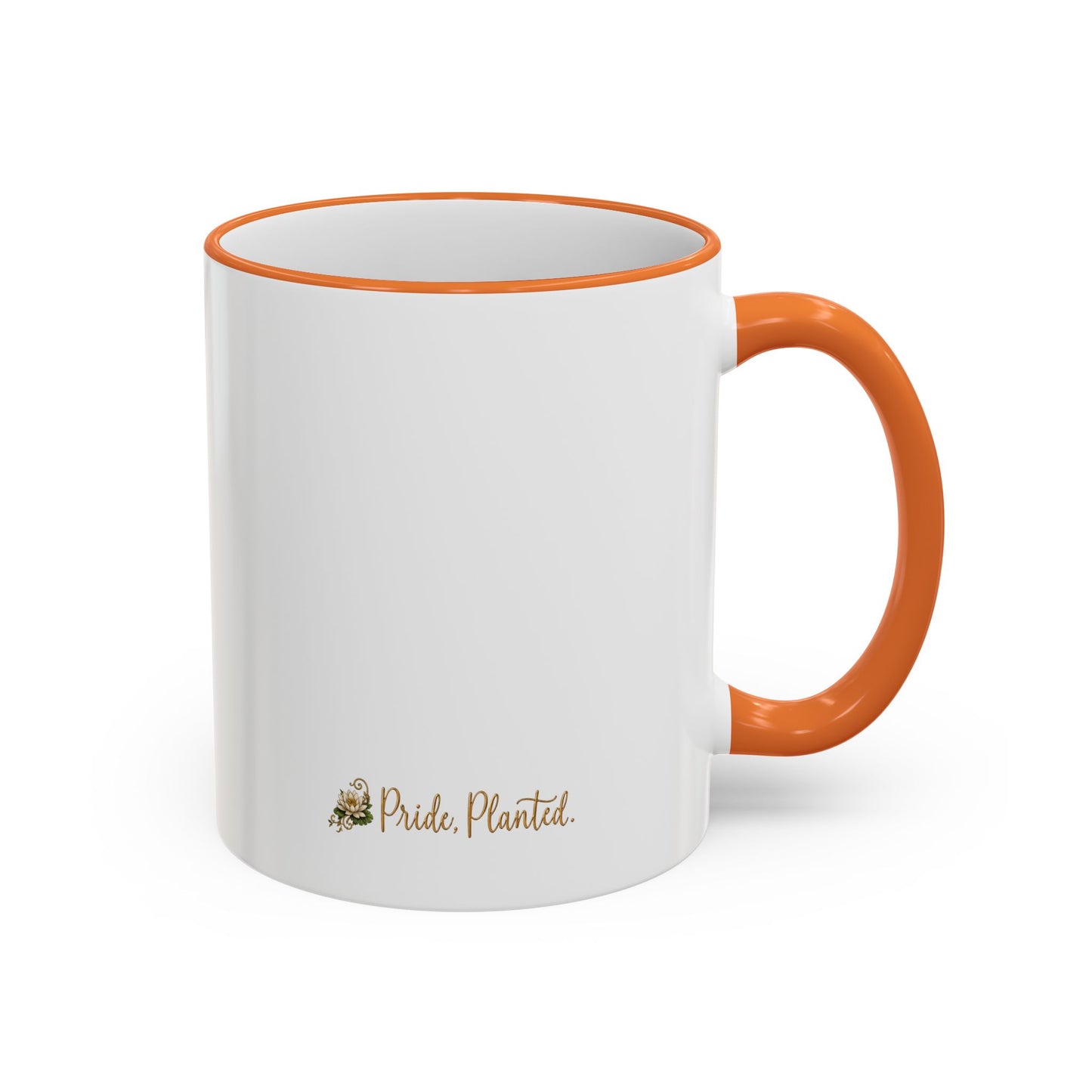 Pride, Planted. Gold Blooming Crest Mug — Accent Rim & Handle Ceramic Coffee Cup (11oz, 15oz)