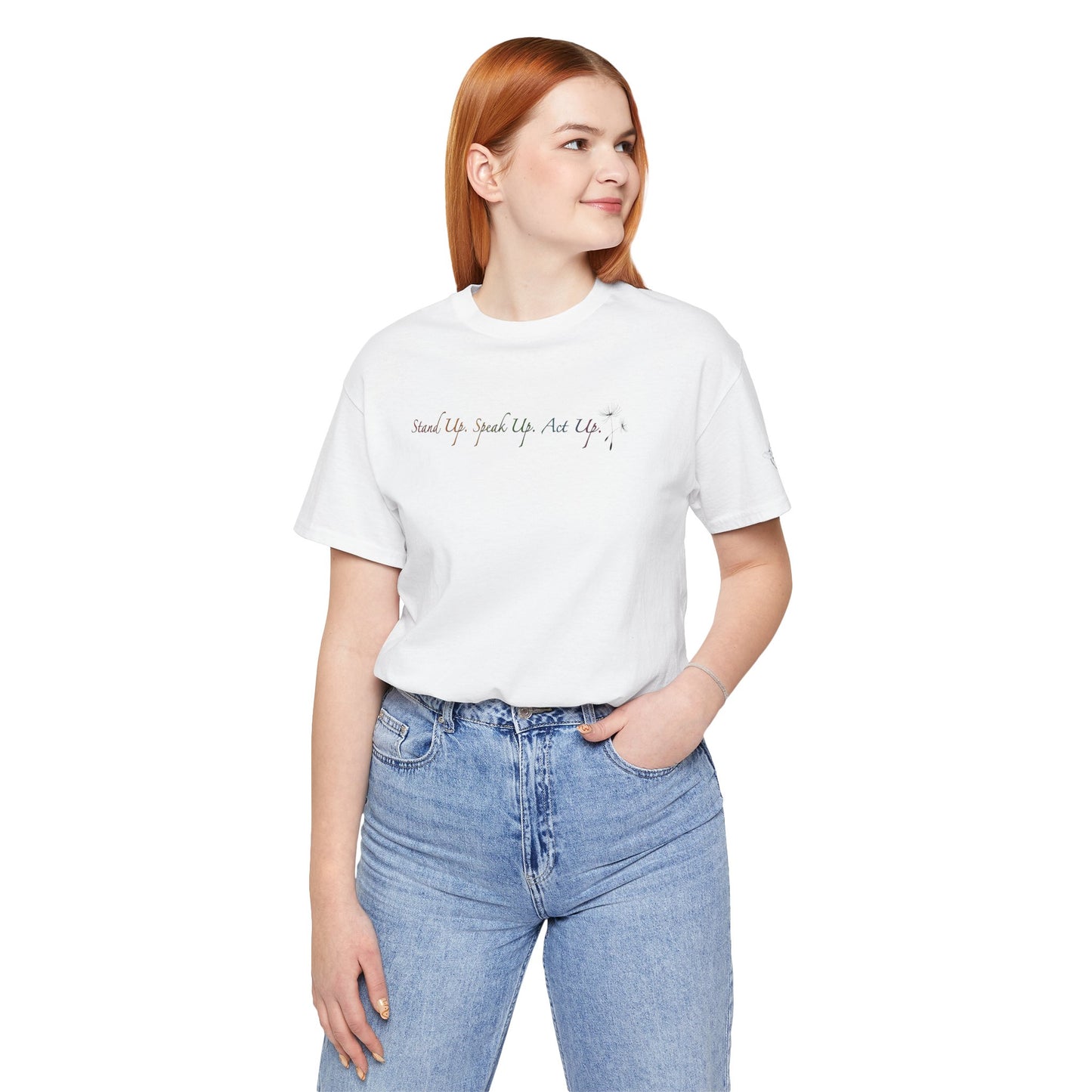 Dandelion & Bees Tee — “Stand Up. Speak Up. Act Up.” Floral Graphic Tee