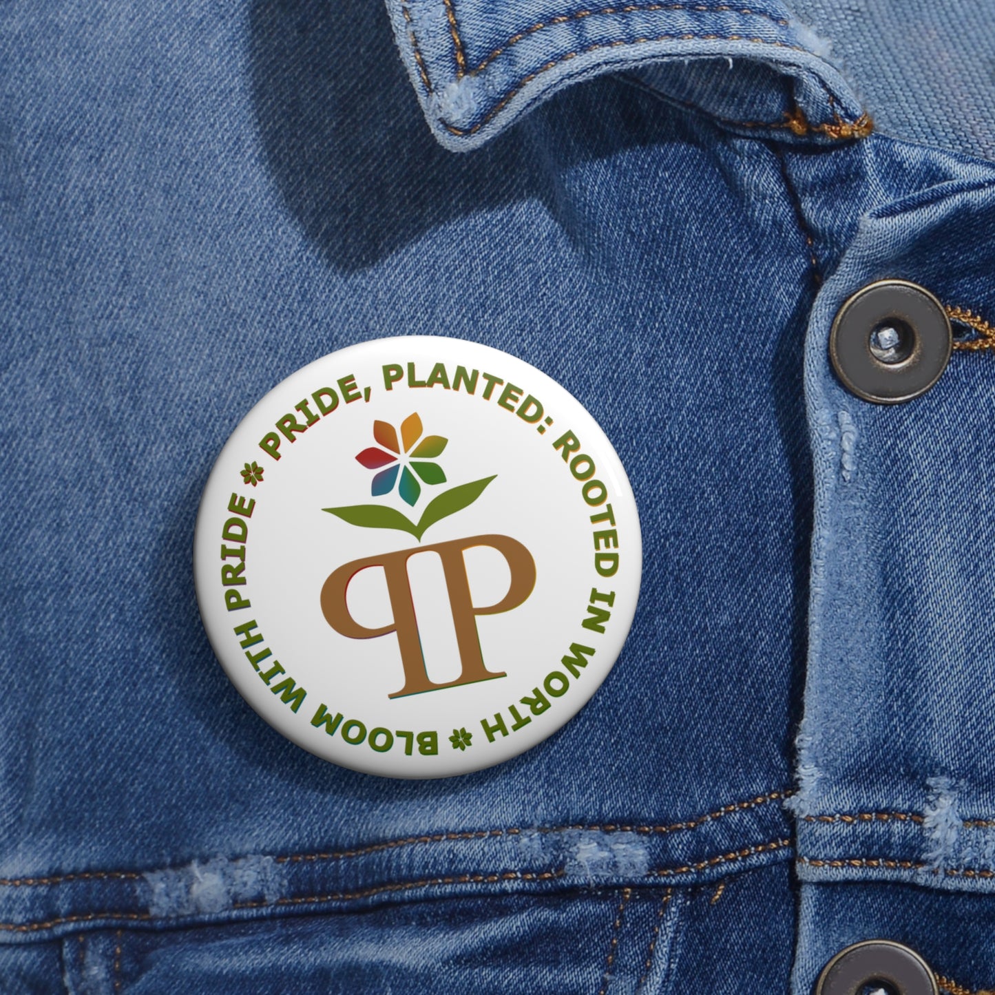 Pride, Planted Pin Button | Rooted in Worth LGBTQ+ Pride Floral Badge