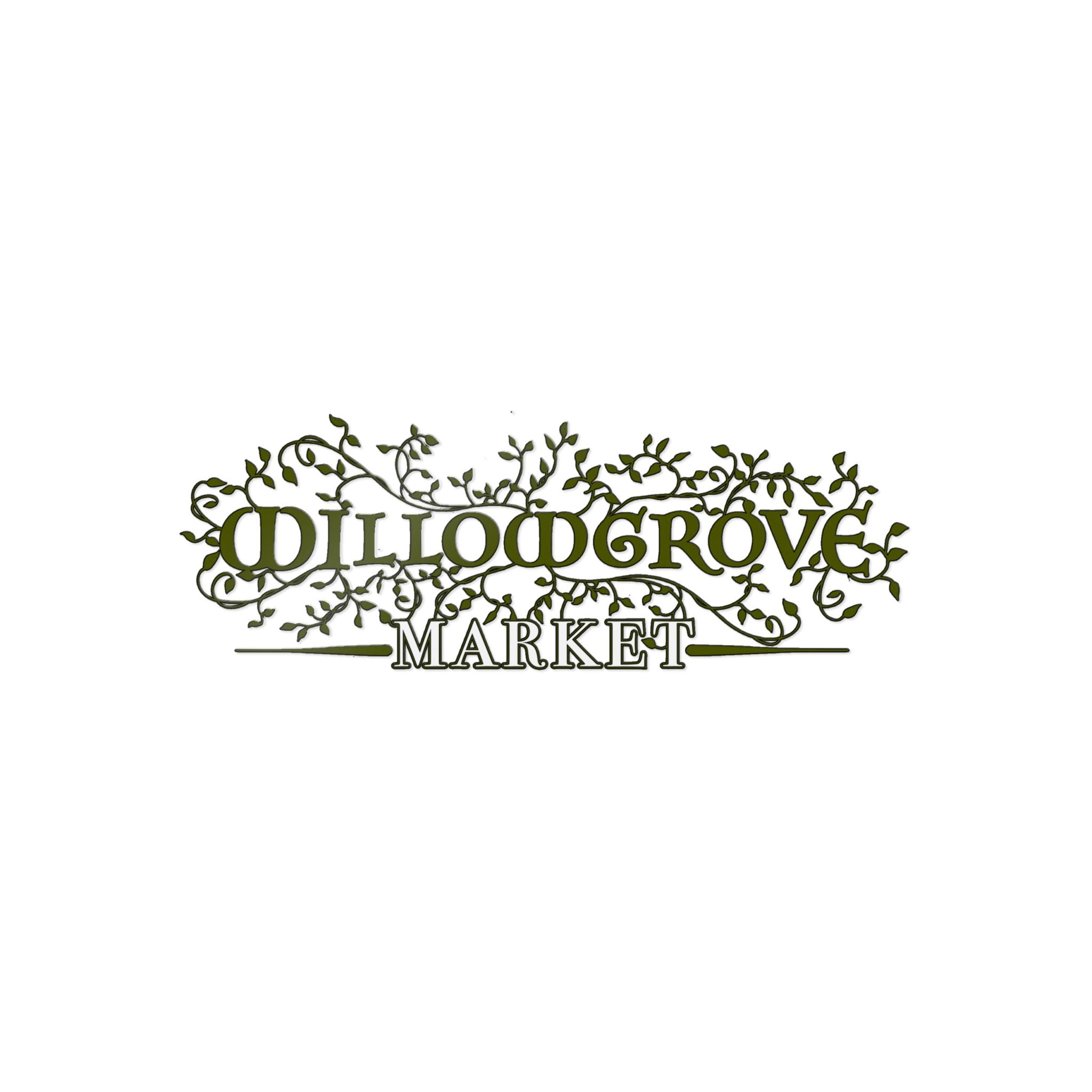 Willowgrove Market Logo (Ornamental Vintage Plant Design) — Die-Cut Sticker