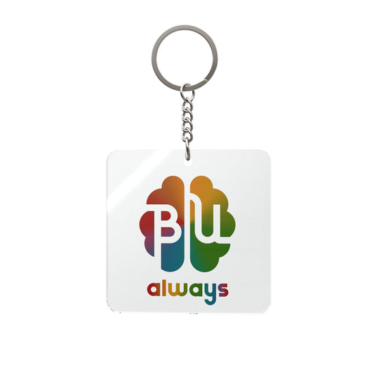 Always BU Rainbow Brain Acrylic Square Keychain — Double-Sided Transparent Charm
