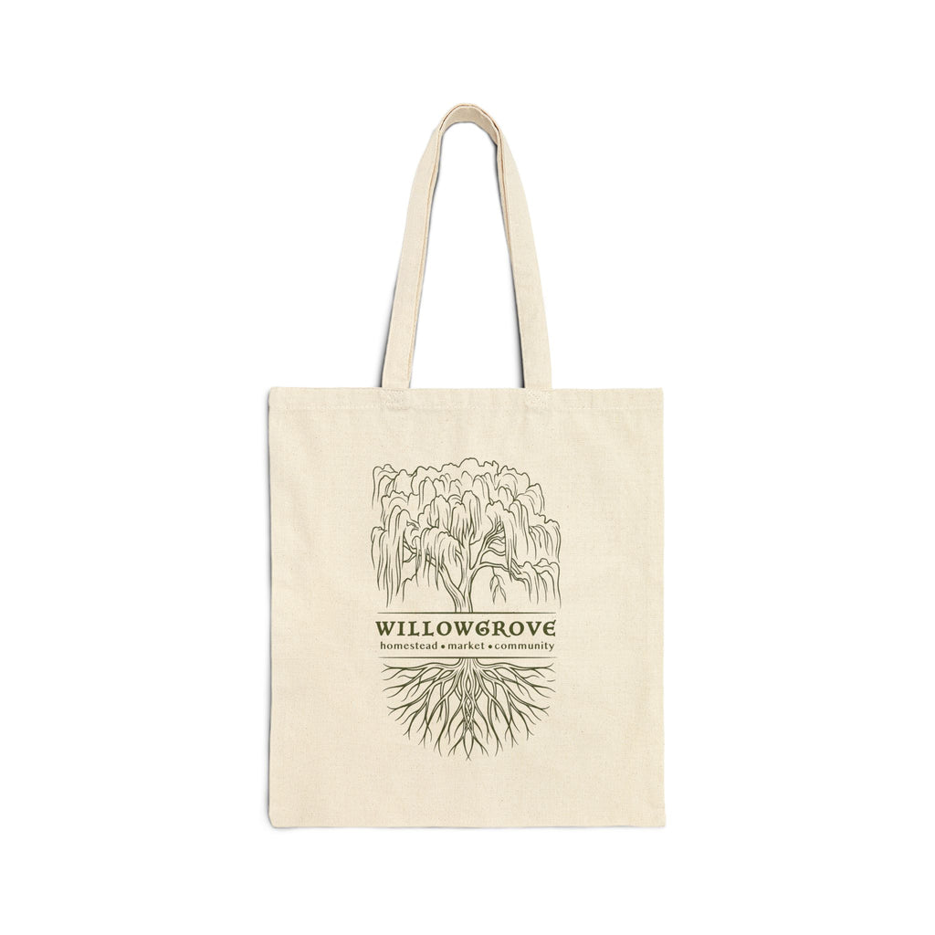 Willowgrove Botanical Tote Bag — Cotton Canvas Market Tote