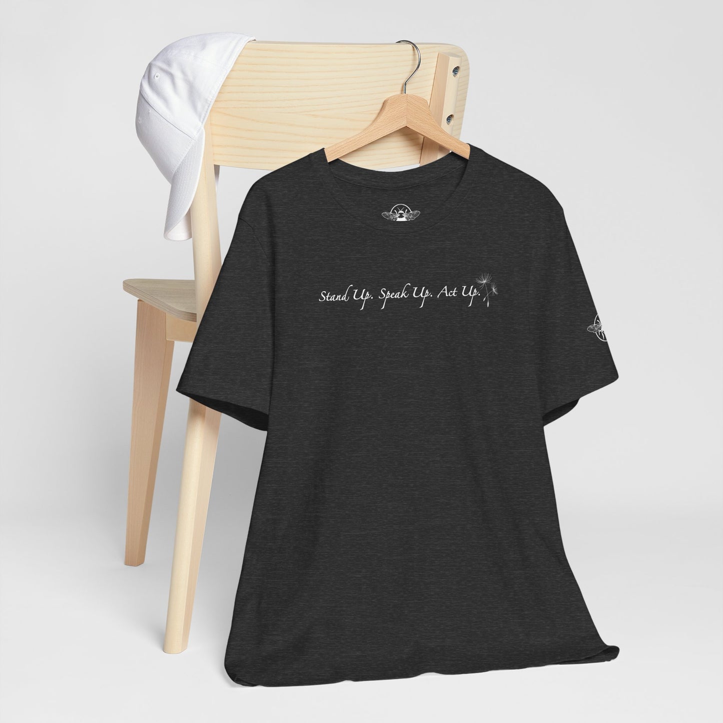Dandelion & Bees Tee — “Stand Up. Speak Up. Act Up.” Floral Graphic Tee