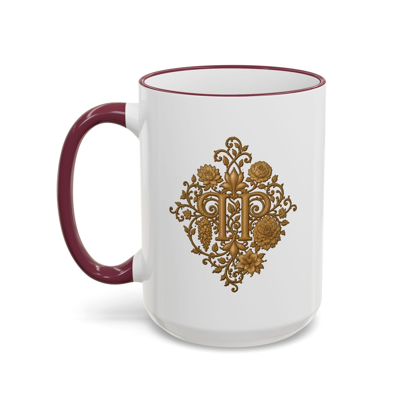Pride, Planted. Gold Blooming Crest Mug — Accent Rim & Handle Ceramic Coffee Cup (11oz, 15oz)