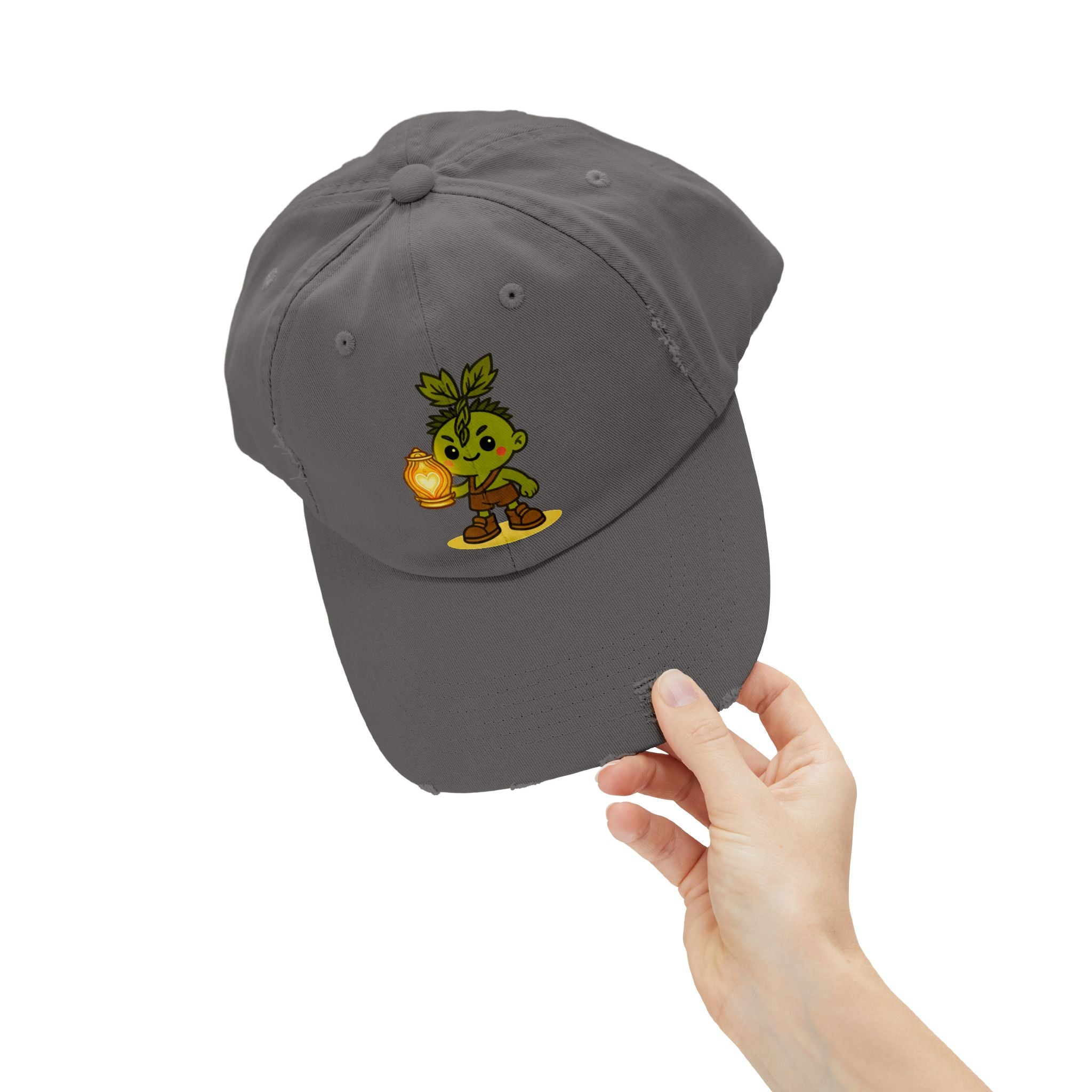 Heartlight Collection - Distressed Cap — Cute Sprout Lantern Graphic Hat