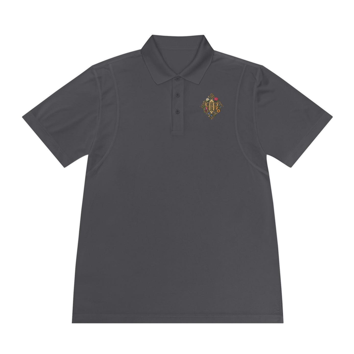 Men’s Polo Shirt – Vintage Floral “HeartGrove” Logo