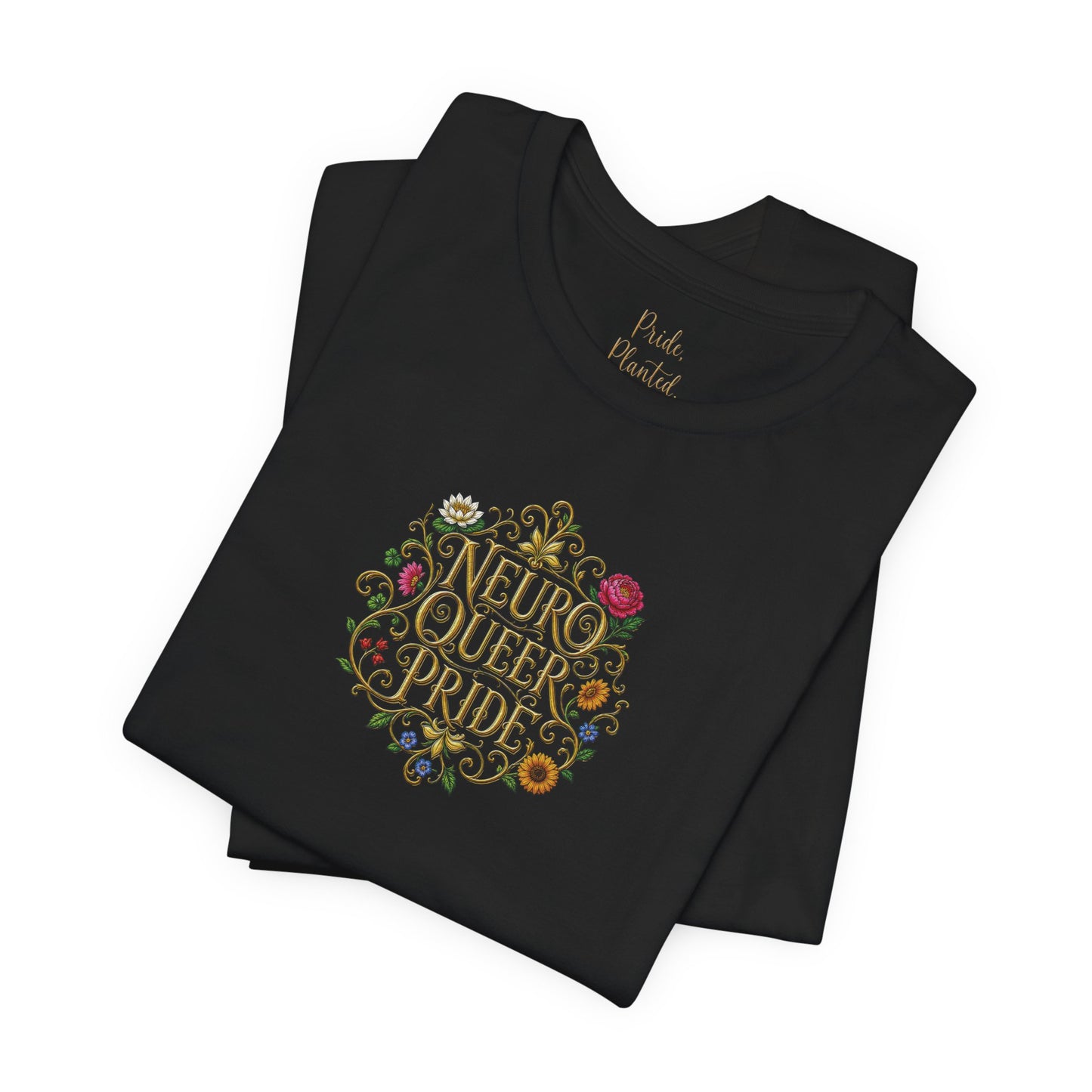 Neuro Queer Pride T-Shirt | Floral Neurodiversity Pride Tee