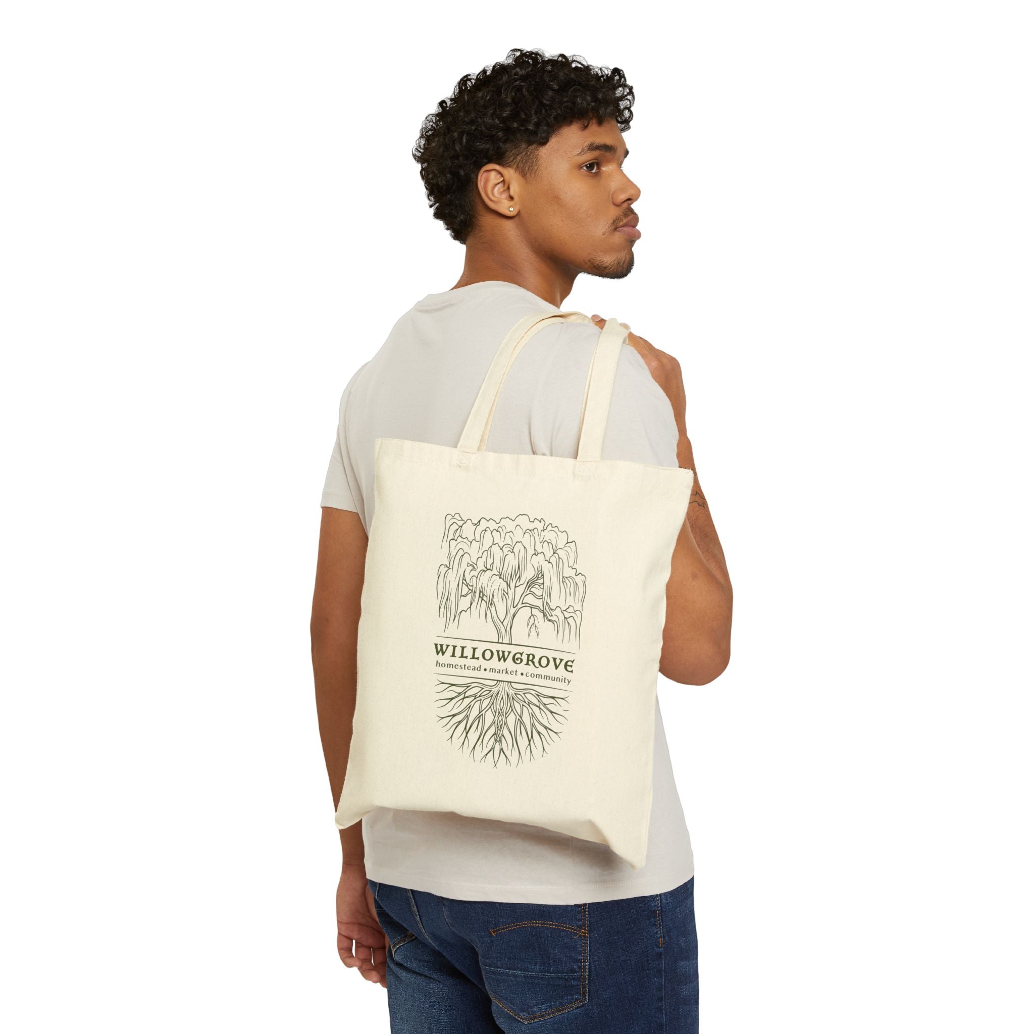 Willowgrove Botanical Tote Bag — Cotton Canvas Market Tote