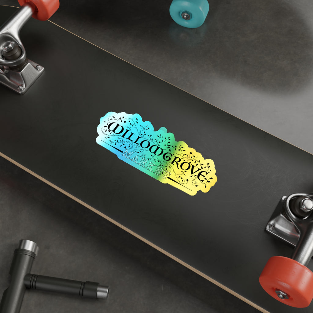 Willowgrove Market: Logo (Iridescent Vinyl, Weatherproof). — Holographic Die-Cut Sticker