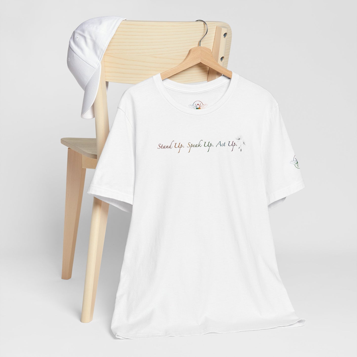 Dandelion & Bees Tee — “Stand Up. Speak Up. Act Up.” Floral Graphic Tee