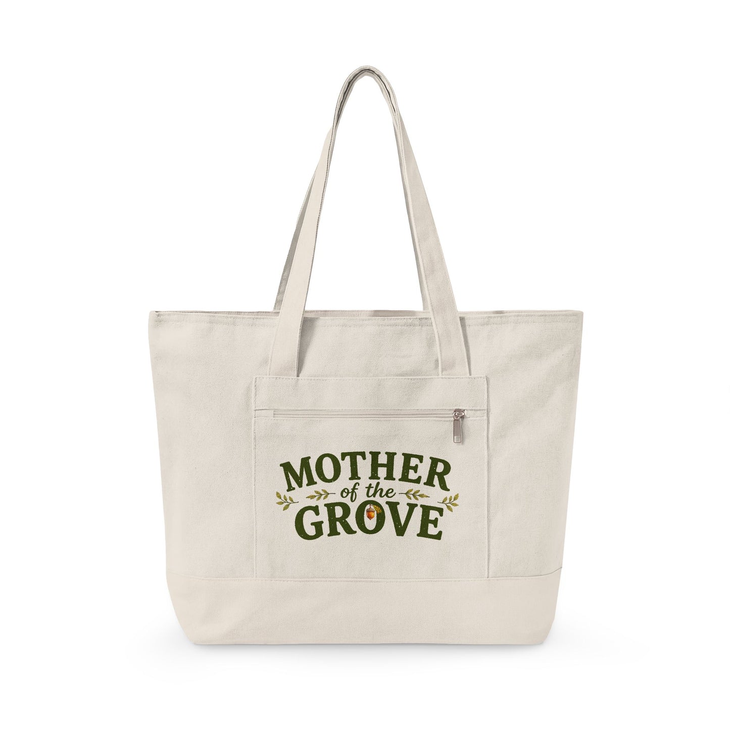 Mother of the Grove Zippered Canvas Tote — Market Bag for Caregivers & Moms