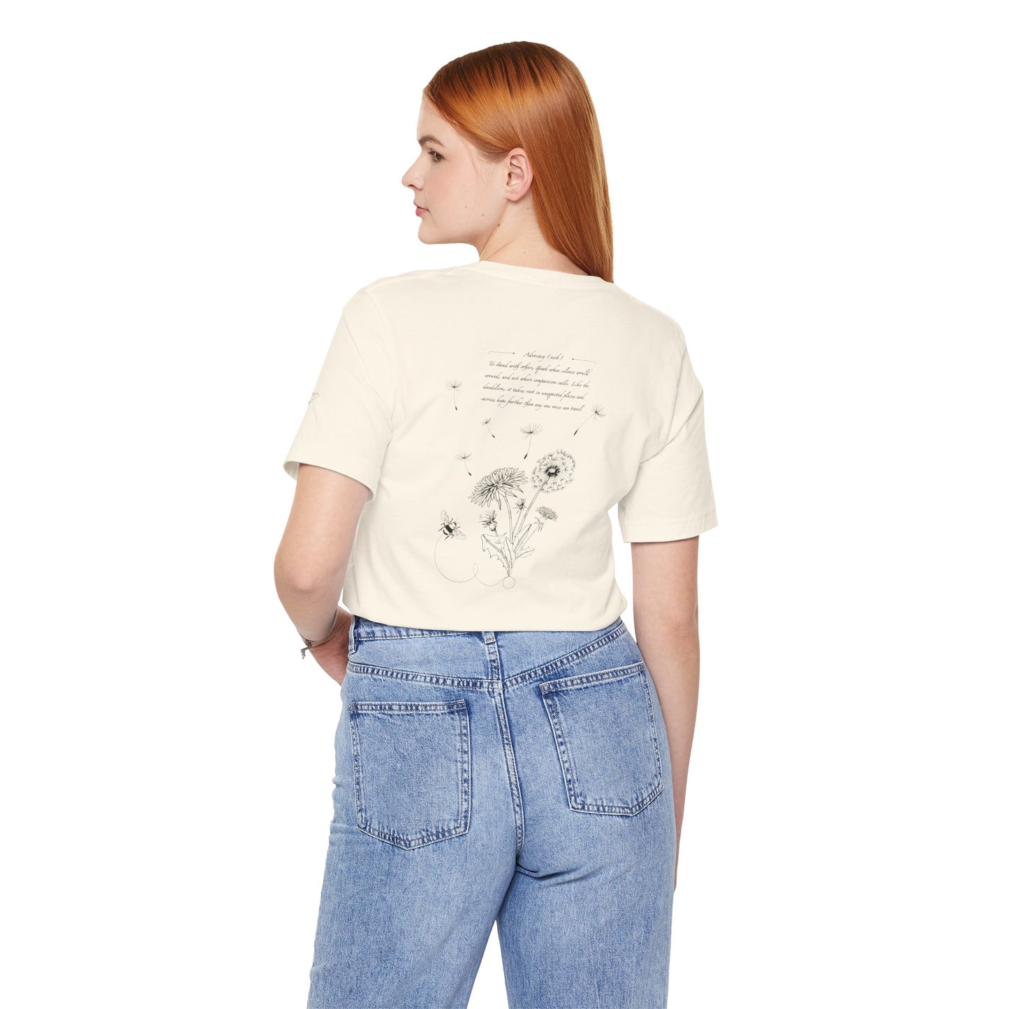 Dandelion & Bees Tee — “Stand Up. Speak Up. Act Up.” Floral Graphic Tee