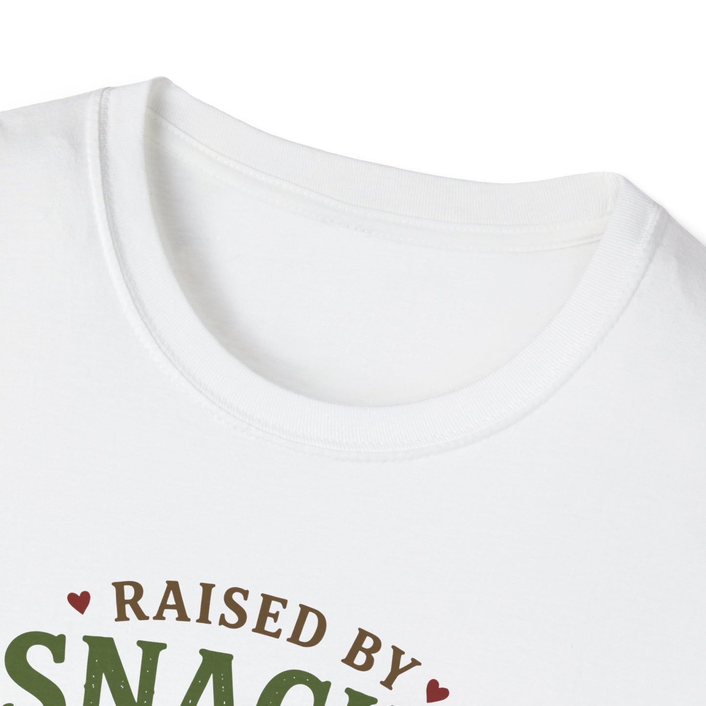 Raised by Snacks & Persistence T-Shirt — Funny Relatable Casual Tee