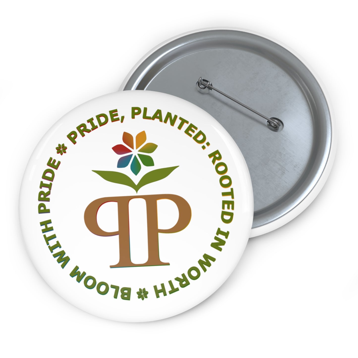 Pride, Planted Pin Button | Rooted in Worth LGBTQ+ Pride Floral Badge