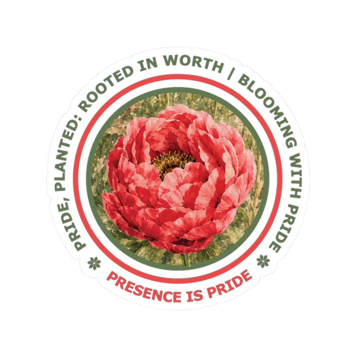 Presence Is Pride White Water Lily Sticker — "Planted. Rooted in Worth. Blooming with Pride."