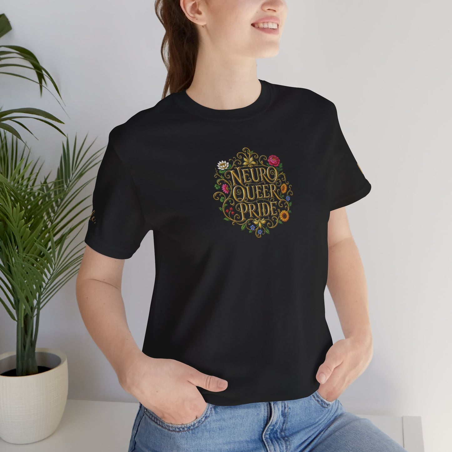Neuro Queer Pride T-Shirt | Floral Neurodiversity Pride Tee