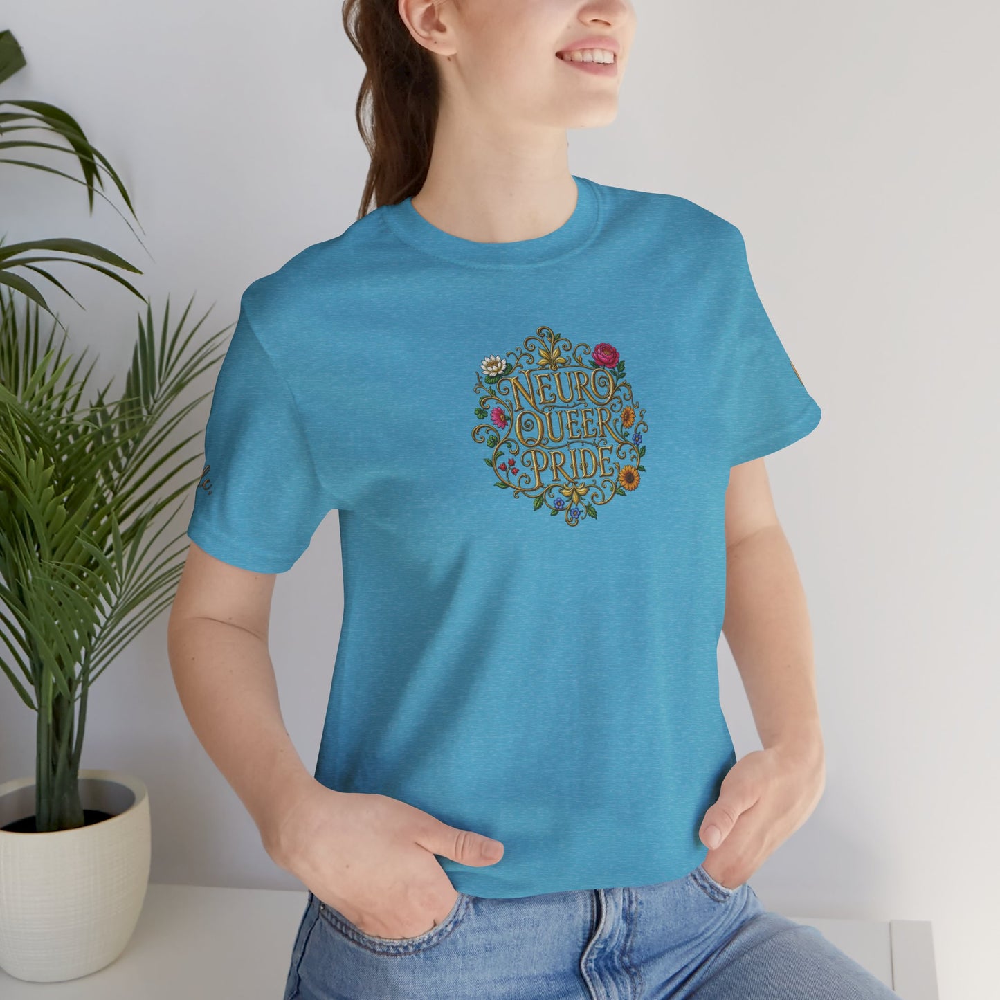 Neuro Queer Pride T-Shirt | Floral Neurodiversity Pride Tee