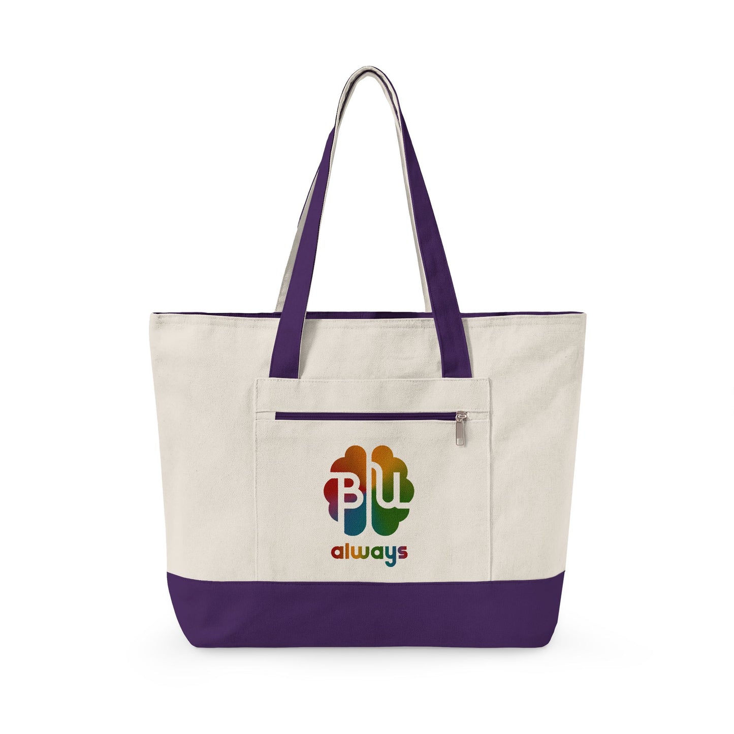 Always BU Zippered Canvas Tote — Butterfly Logo Everyday Carry Bag
