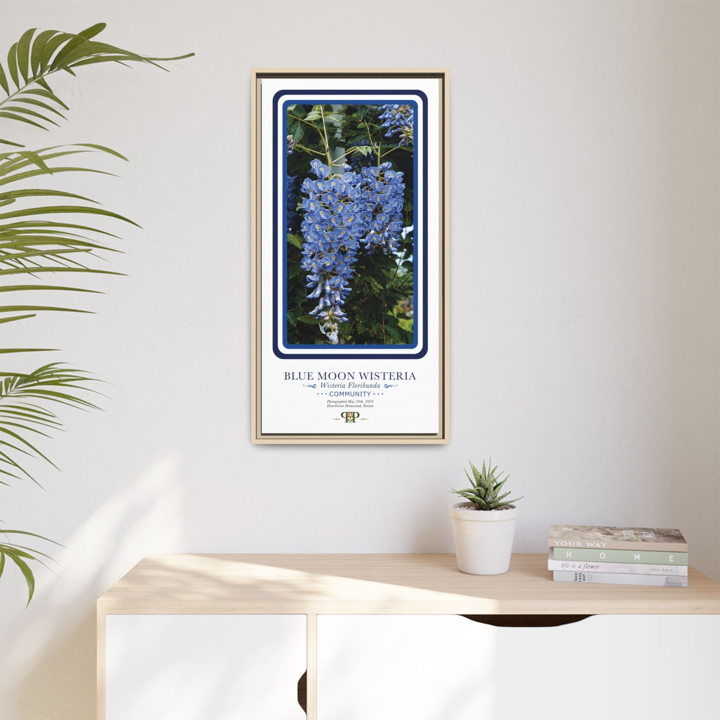 Framed “Community” Blue Moon Wisteria Botanical Wall Art - “PRIDE, PLANTED: ROOTED IN WORTH” COLLECTION