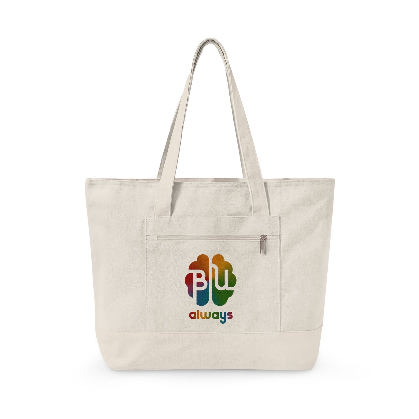 Always BU Zippered Canvas Tote — Butterfly Logo Everyday Carry Bag