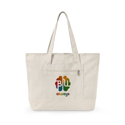 Always BU Zippered Canvas Tote — Butterfly Logo Everyday Carry Bag