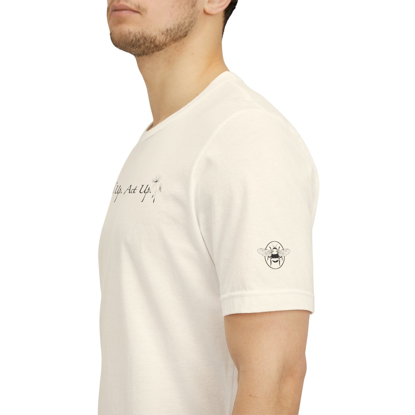 Dandelion & Bees Tee — “Stand Up. Speak Up. Act Up.” Floral Graphic Tee