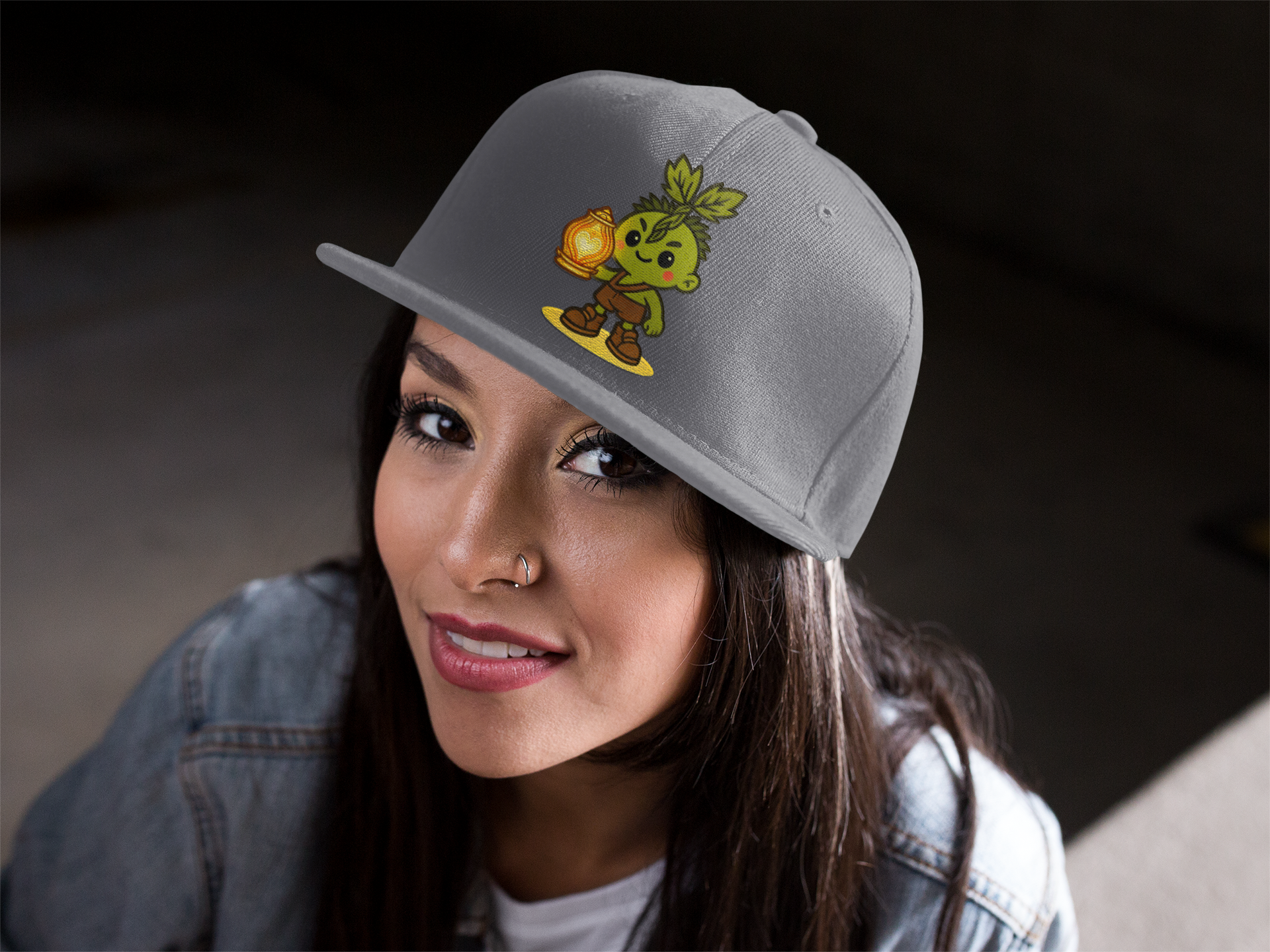 Heartlight Collection - Distressed Cap — Cute Sprout Lantern Graphic Hat