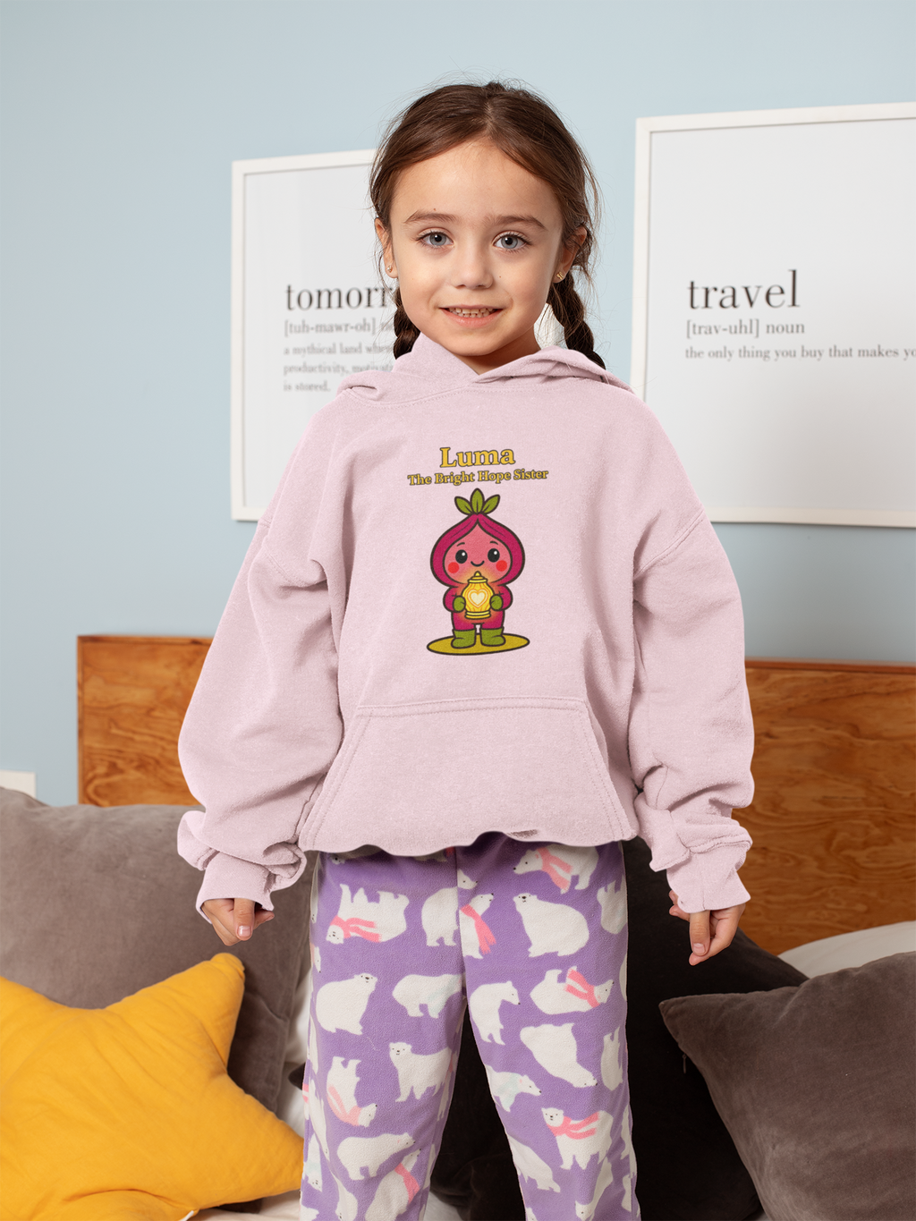 Heartlight Collection: 'Luma the Dreamer' Camping Twins Cute Kids Hooded Sweatshirt