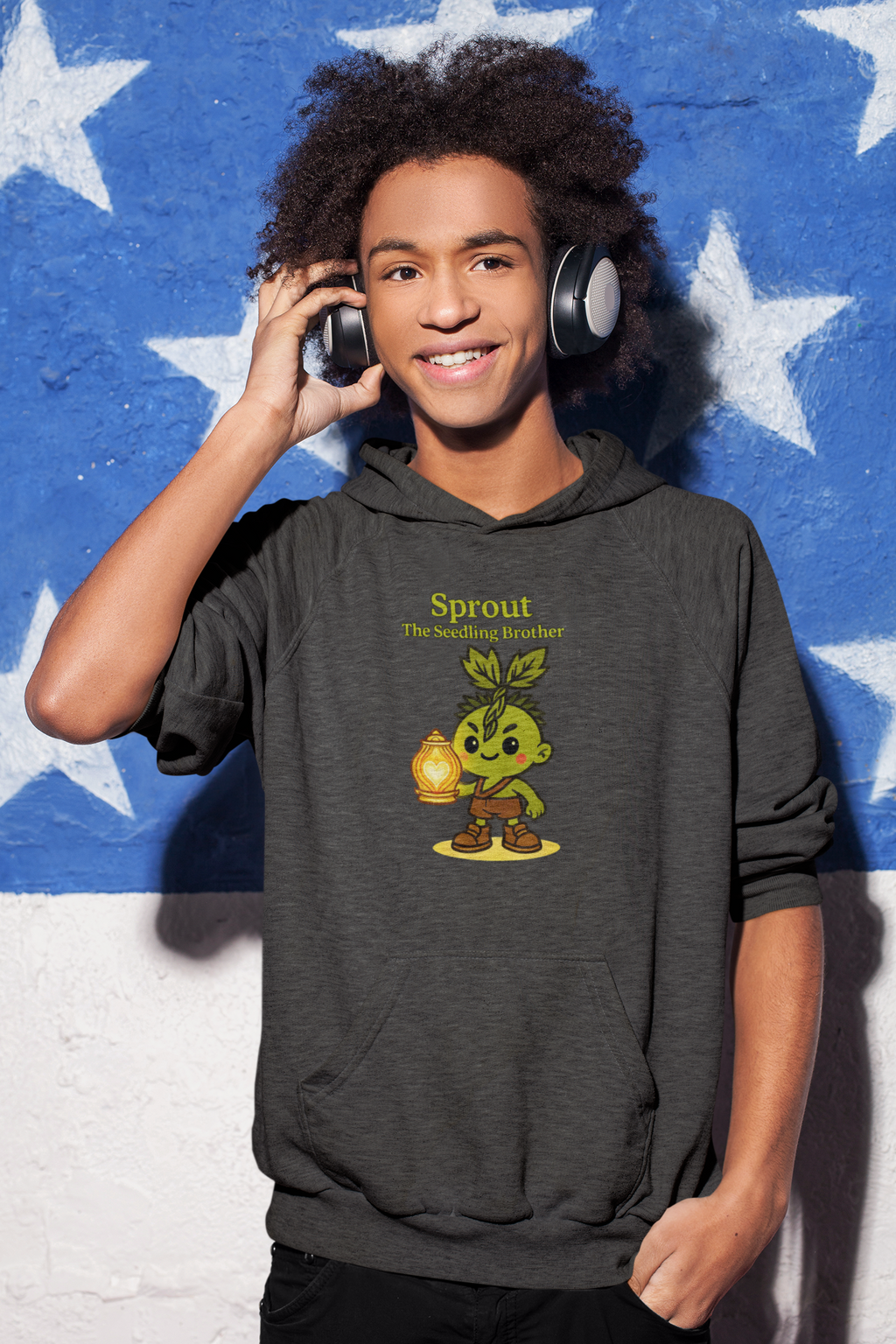 Heartlight Collection: 'Sprout the Seedling Brother' Camping Twins Cute Kids Hooded Sweatshirt