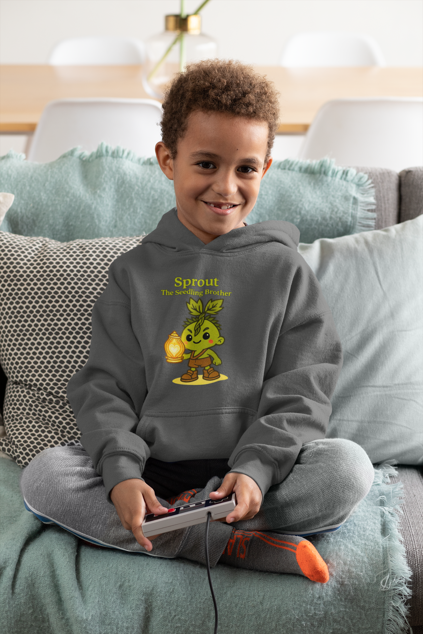 Heartlight Collection: 'Sprout the Seedling Brother' Camping Twins Cute Kids Hooded Sweatshirt