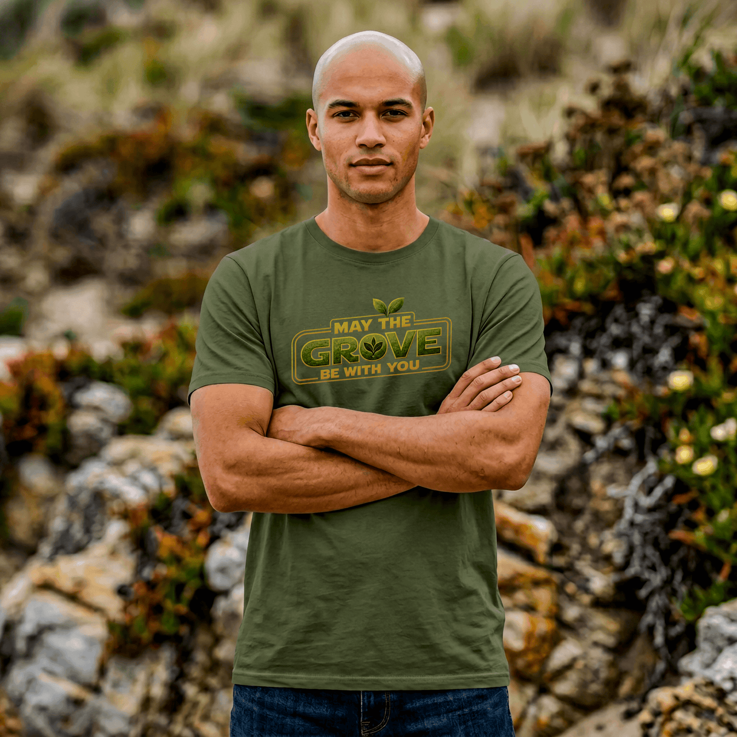 "I am one with The Grove" T-Shirt — Nature-Inspired Retro Space Shirt