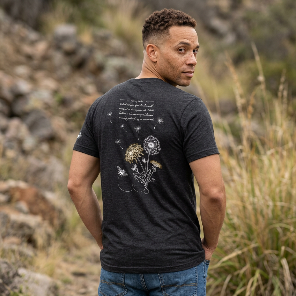Dandelion & Bees Tee — “Stand Up. Speak Up. Act Up.” Floral Graphic Tee