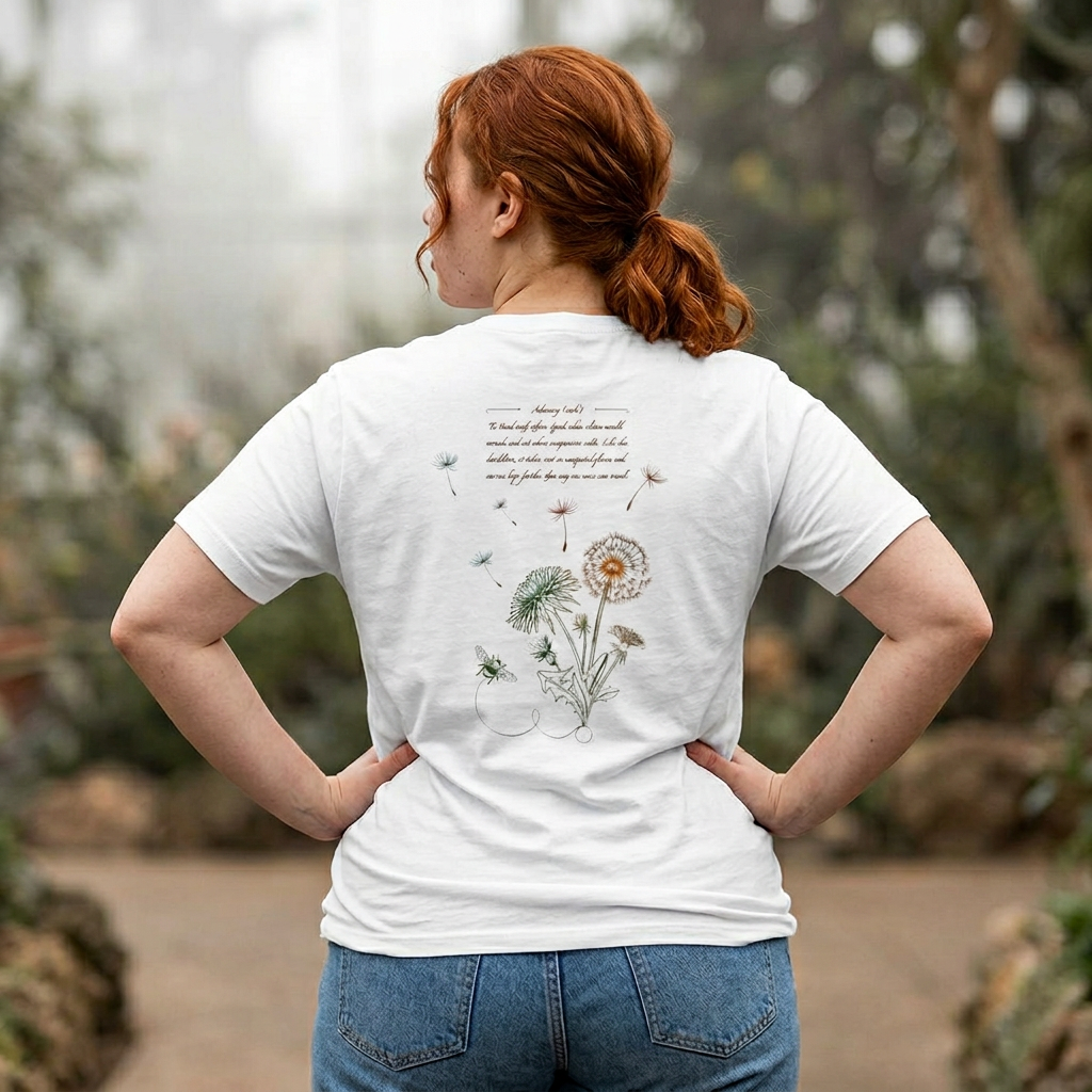 Dandelion & Bees Tee — “Stand Up. Speak Up. Act Up.” Floral Graphic Tee
