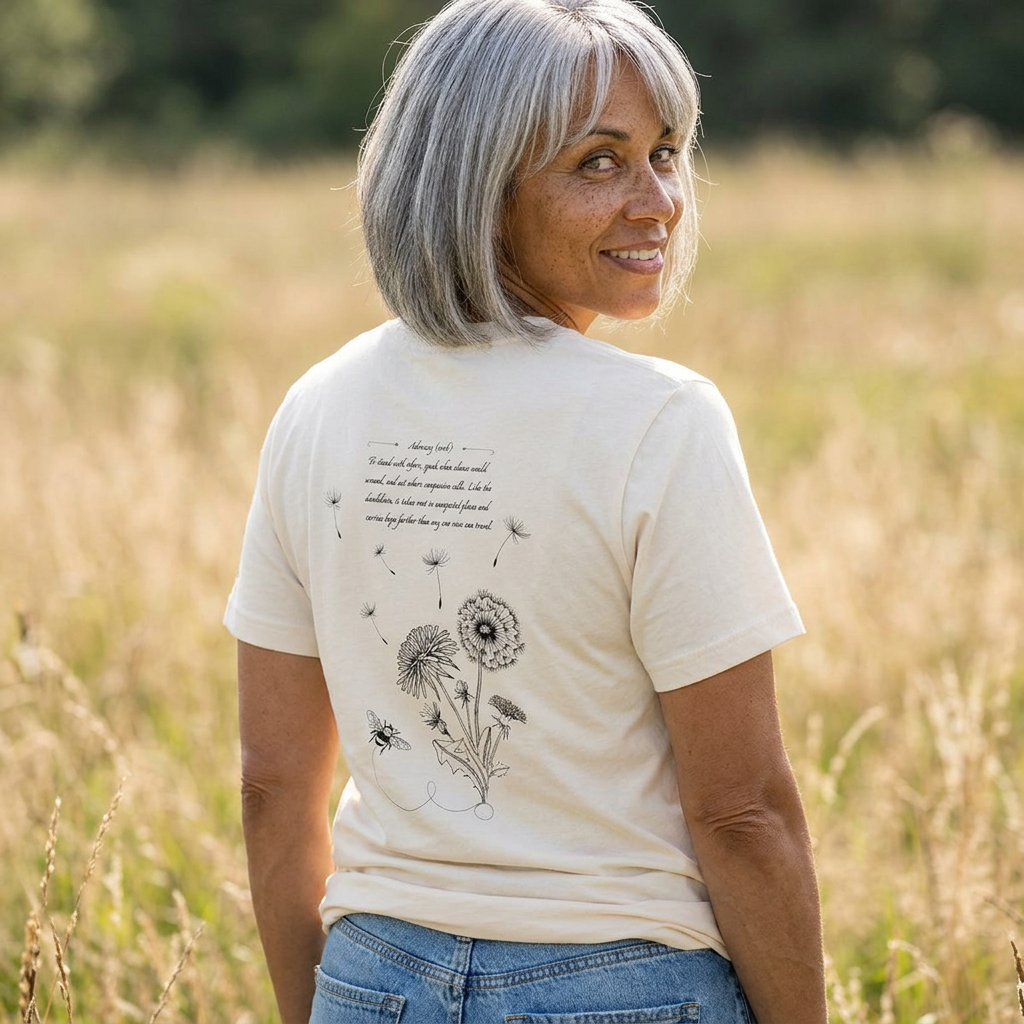 Dandelion & Bees Tee — “Stand Up. Speak Up. Act Up.” Floral Graphic Tee