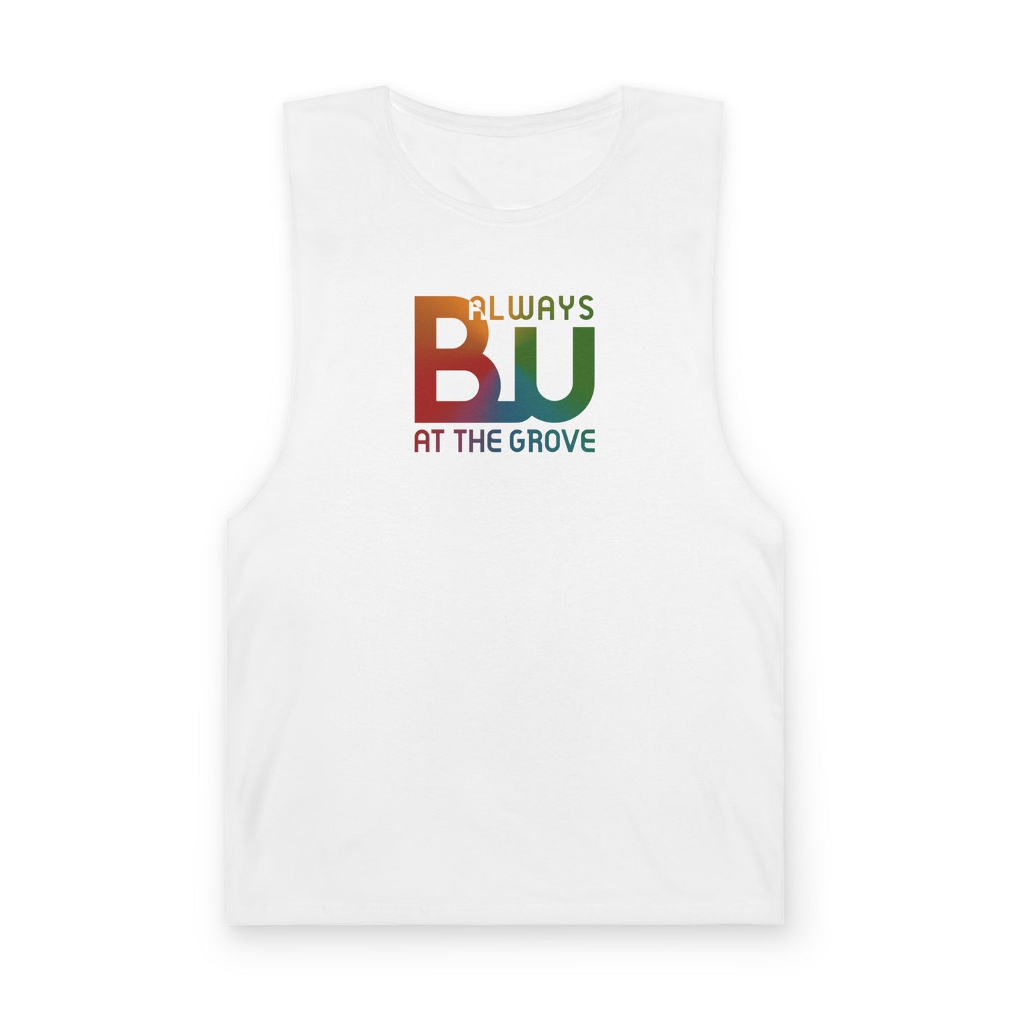 Always BU at the Grove Raw Edge Tank — BU Front & Circular Back Print Tank