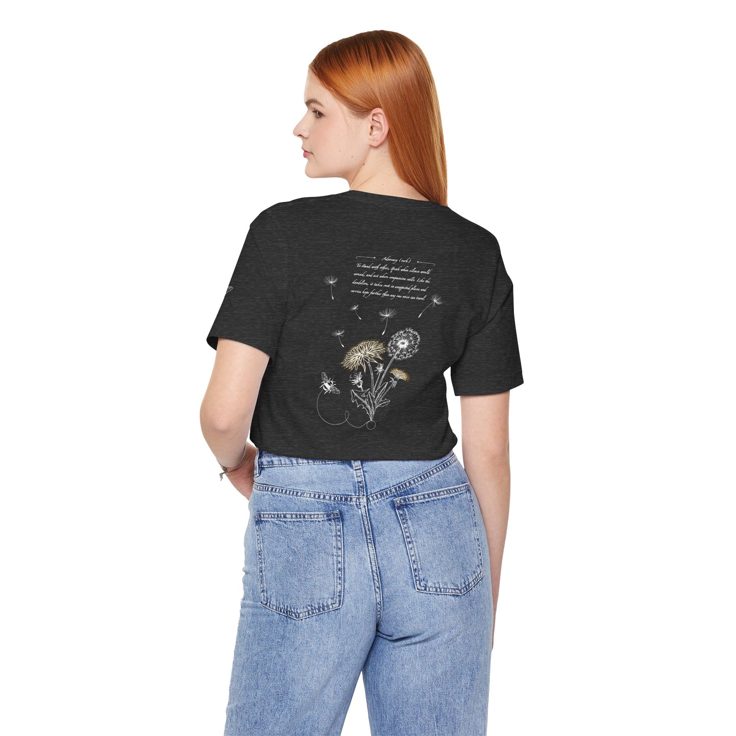 Dandelion & Bees Tee — “Stand Up. Speak Up. Act Up.” Floral Graphic Tee