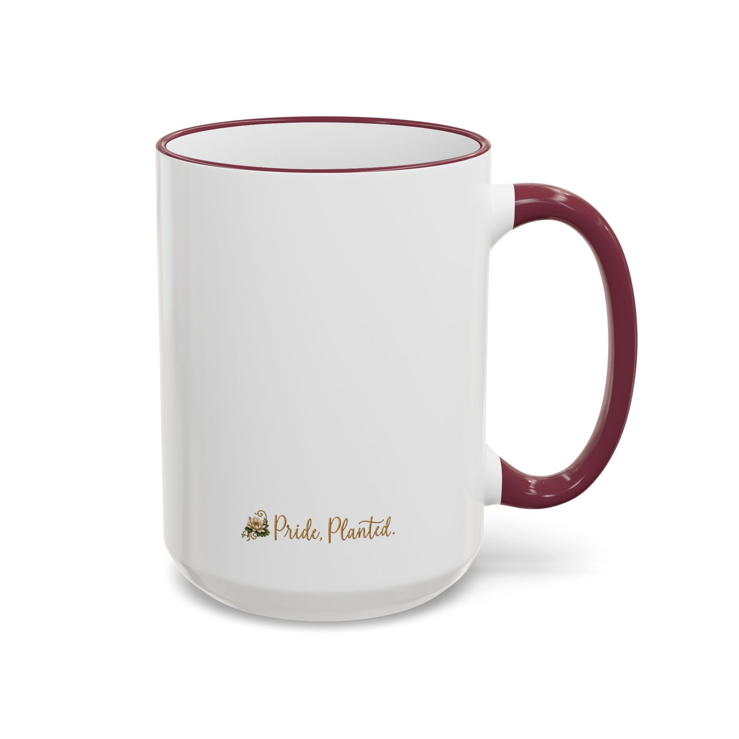 Pride, Planted. Gold Blooming Crest Mug — Accent Rim & Handle Ceramic Coffee Cup (11oz, 15oz)