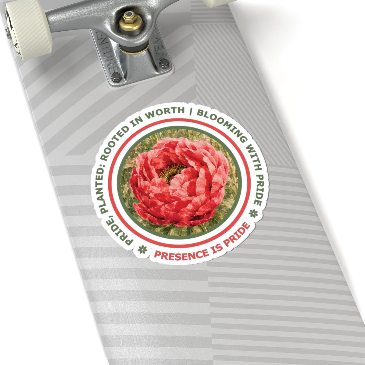 Presence Is Pride White Water Lily Sticker — "Planted. Rooted in Worth. Blooming with Pride."