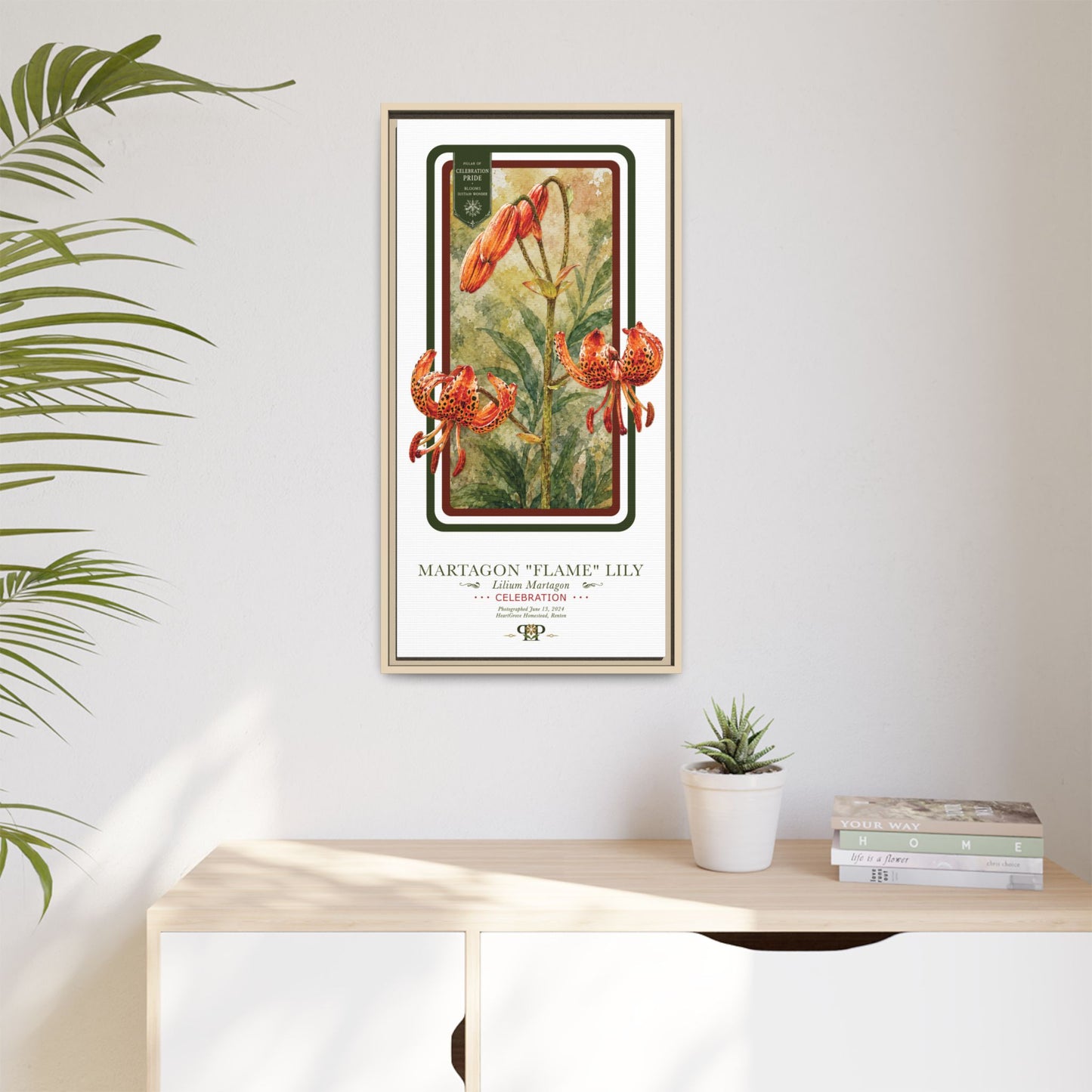 Framed “Celebration” Martagon Flame Lily Botanical Wall Art “PRIDE, PLANTED: ROOTED IN WORTH” COLLECTION