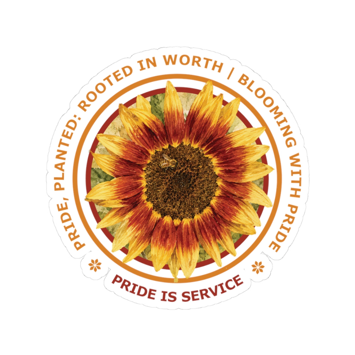 “Service Is Pride” Vinyl Sticker - Pride, Planted: Rooted in Worth collection.