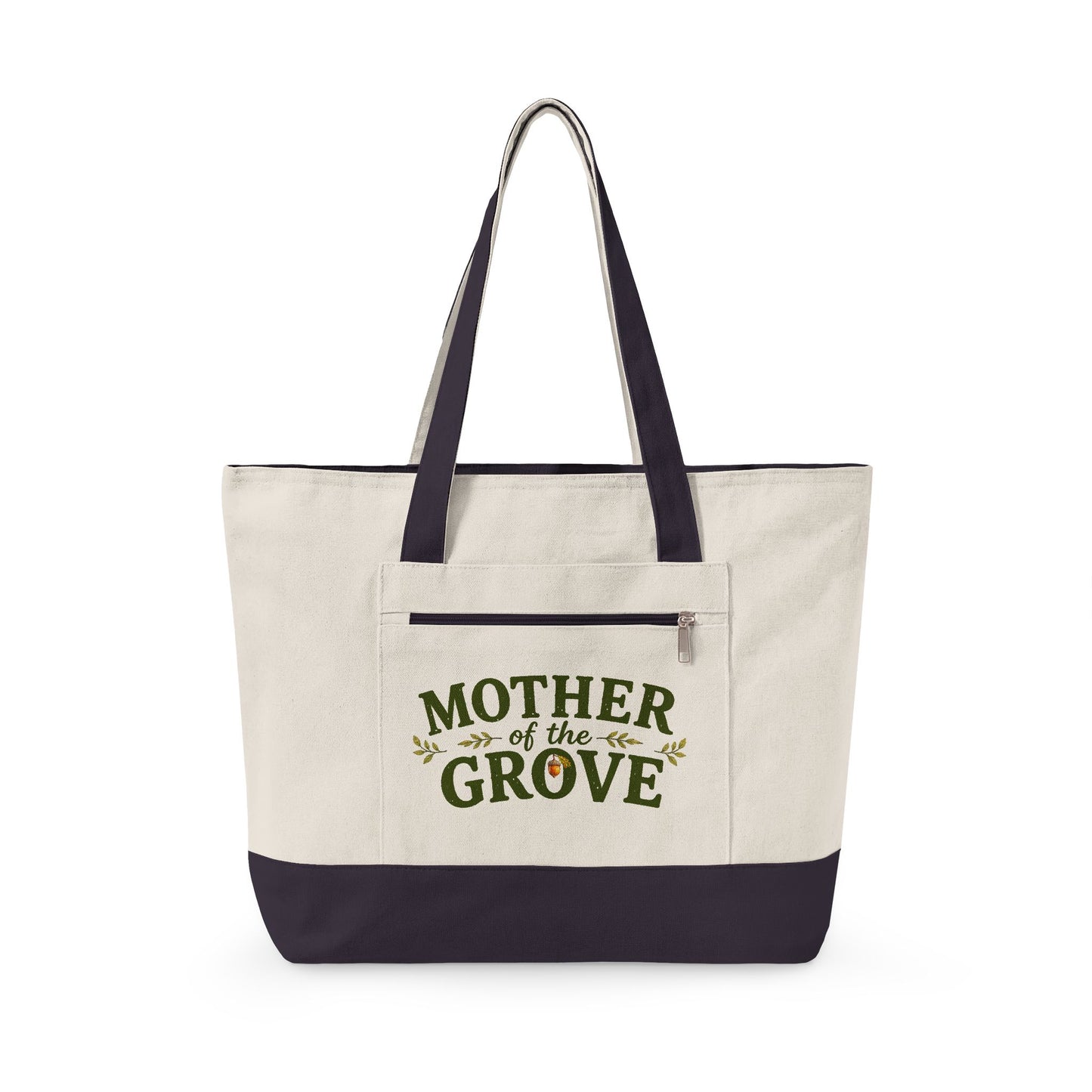 Mother of the Grove Zippered Canvas Tote — Market Bag for Caregivers & Moms