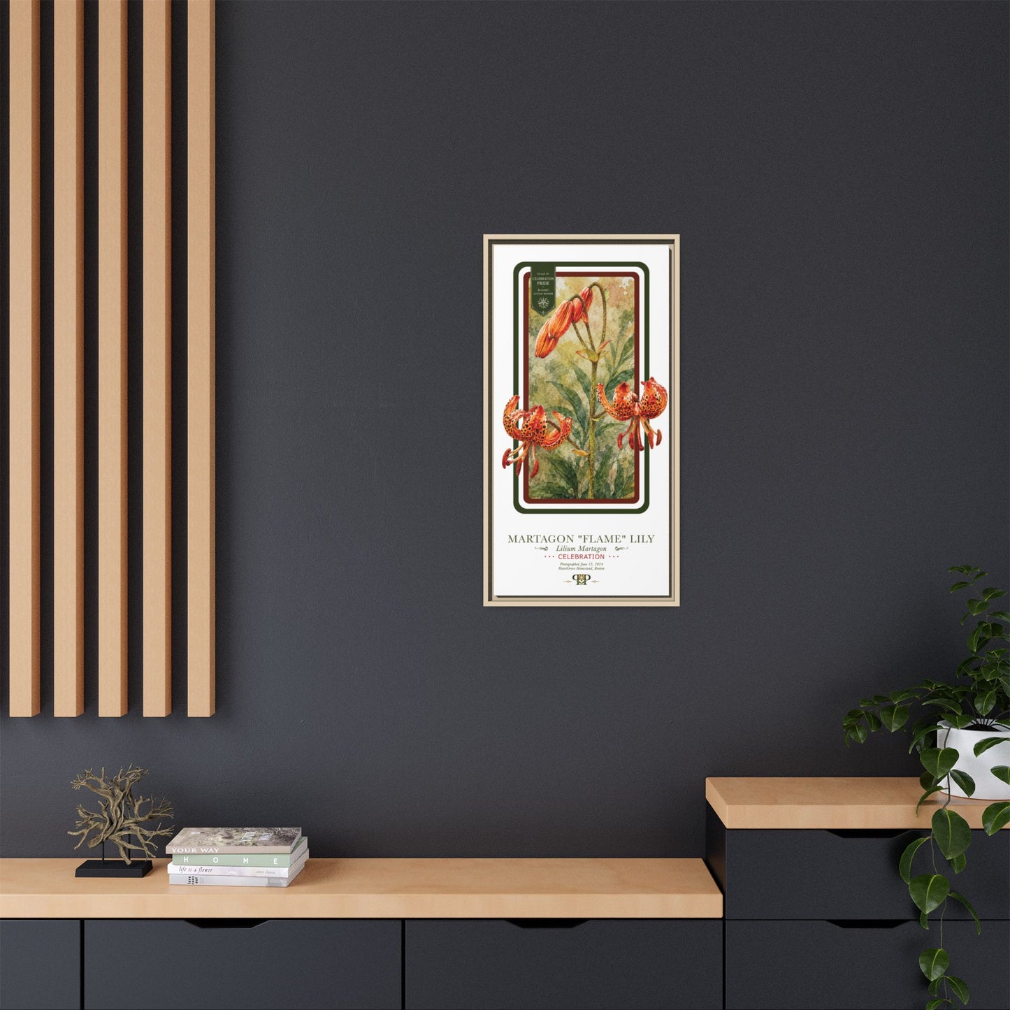 Framed “Celebration” Martagon Flame Lily Botanical Wall Art “PRIDE, PLANTED: ROOTED IN WORTH” COLLECTION