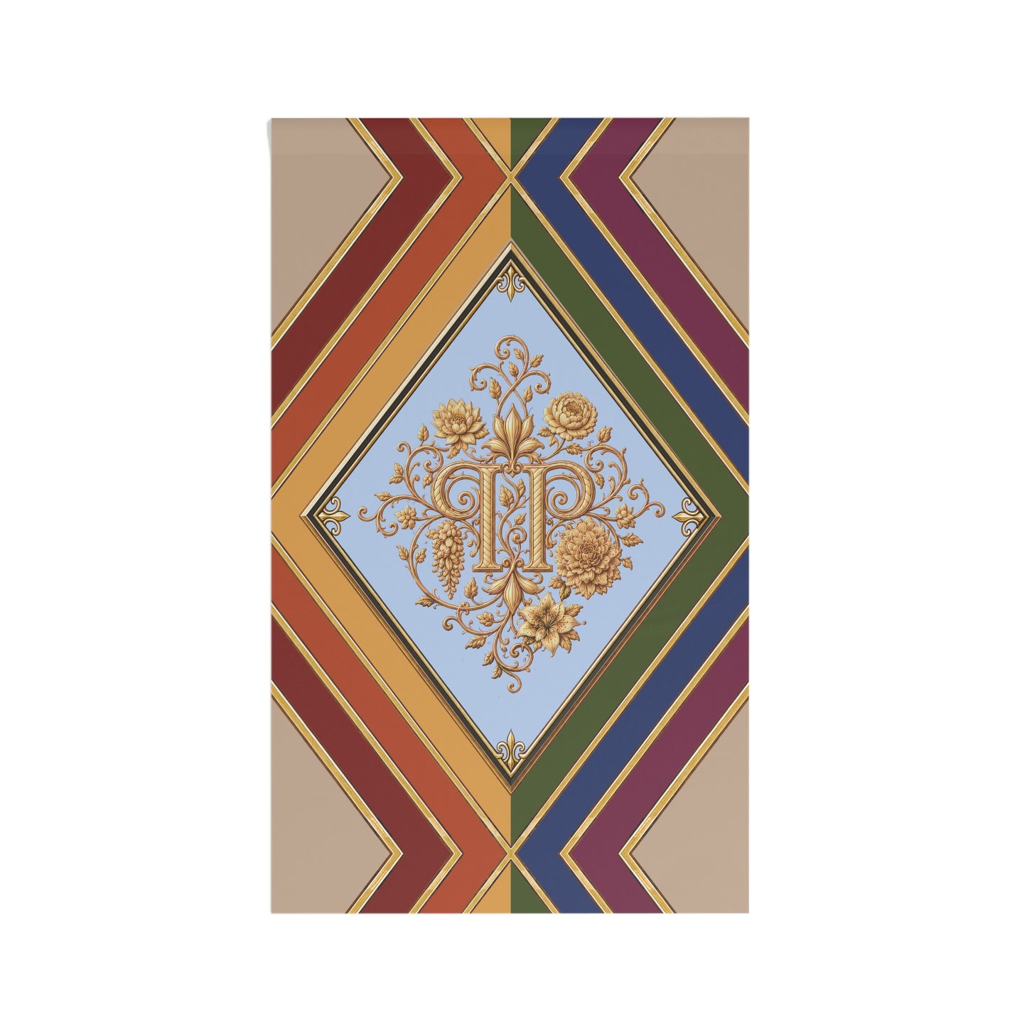 "PRIDE,PLANTED.": Heraldic House Banner — Monogram Floral Diamond Garden Flag