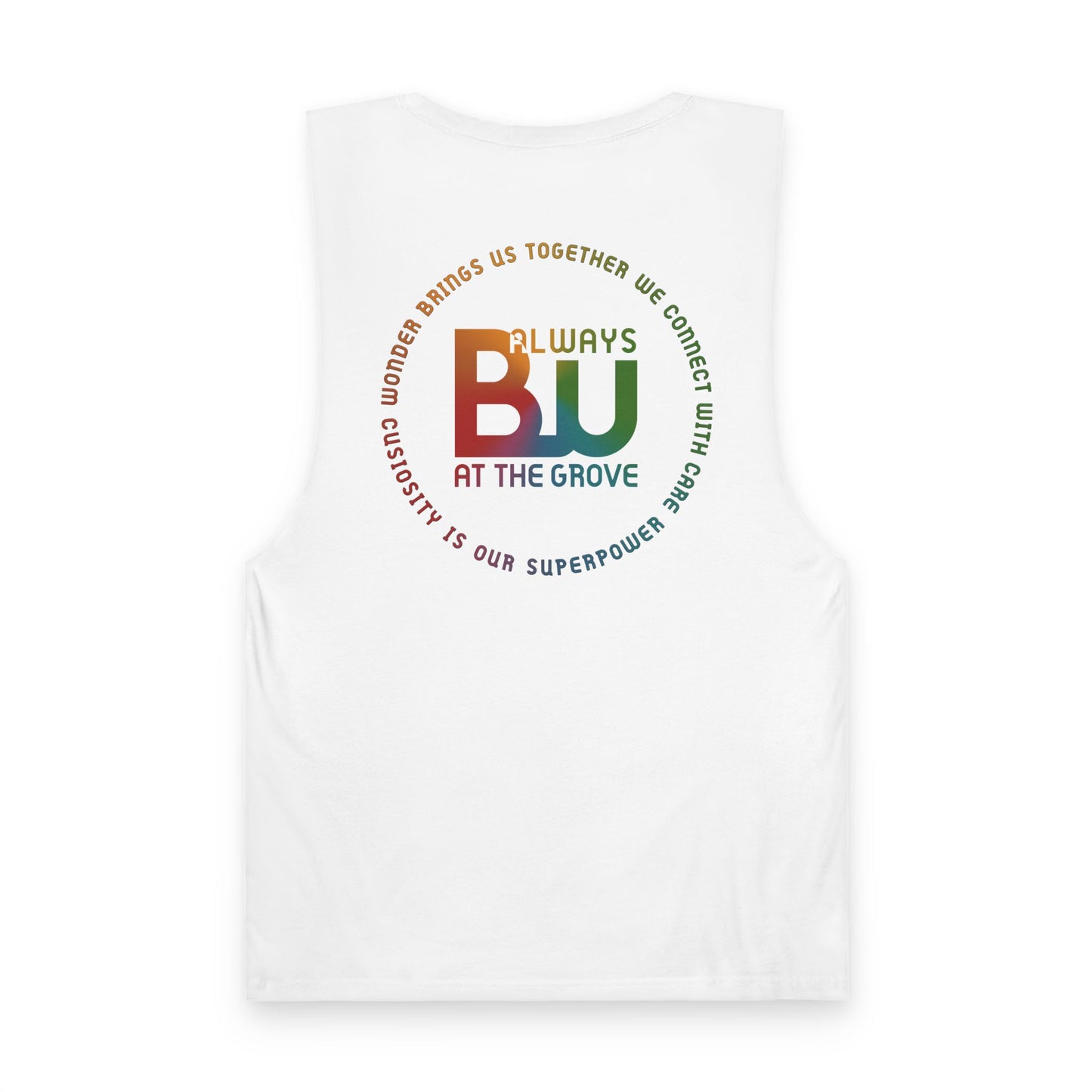 Always BU at the Grove Raw Edge Tank — BU Front & Circular Back Print Tank