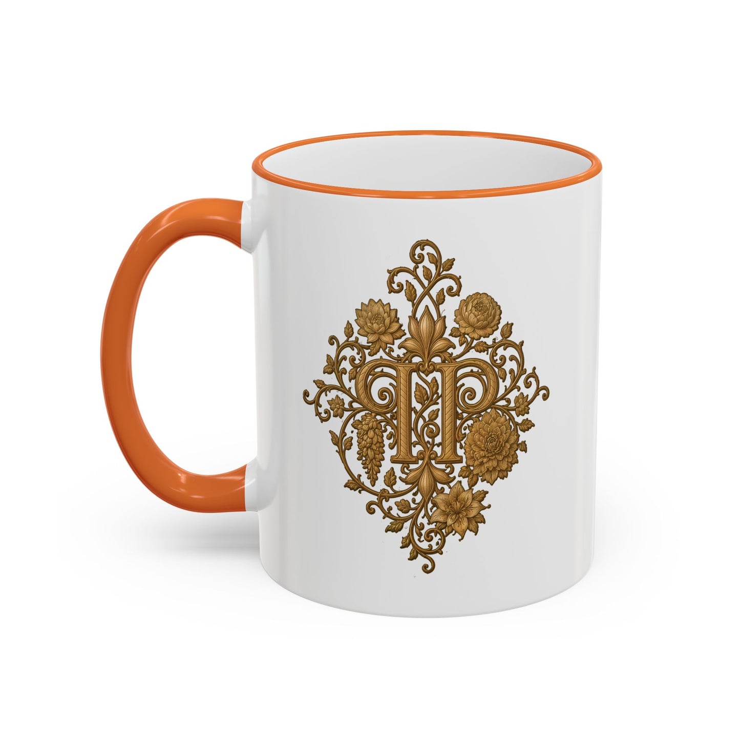 Pride, Planted. Gold Blooming Crest Mug — Accent Rim & Handle Ceramic Coffee Cup (11oz, 15oz)