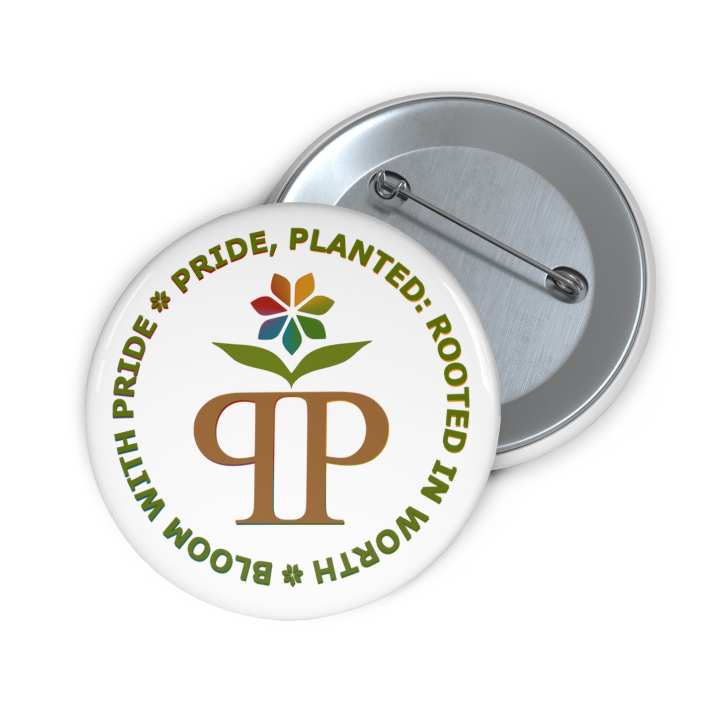 Pride, Planted Pin Button | Rooted in Worth LGBTQ+ Pride Floral Badge