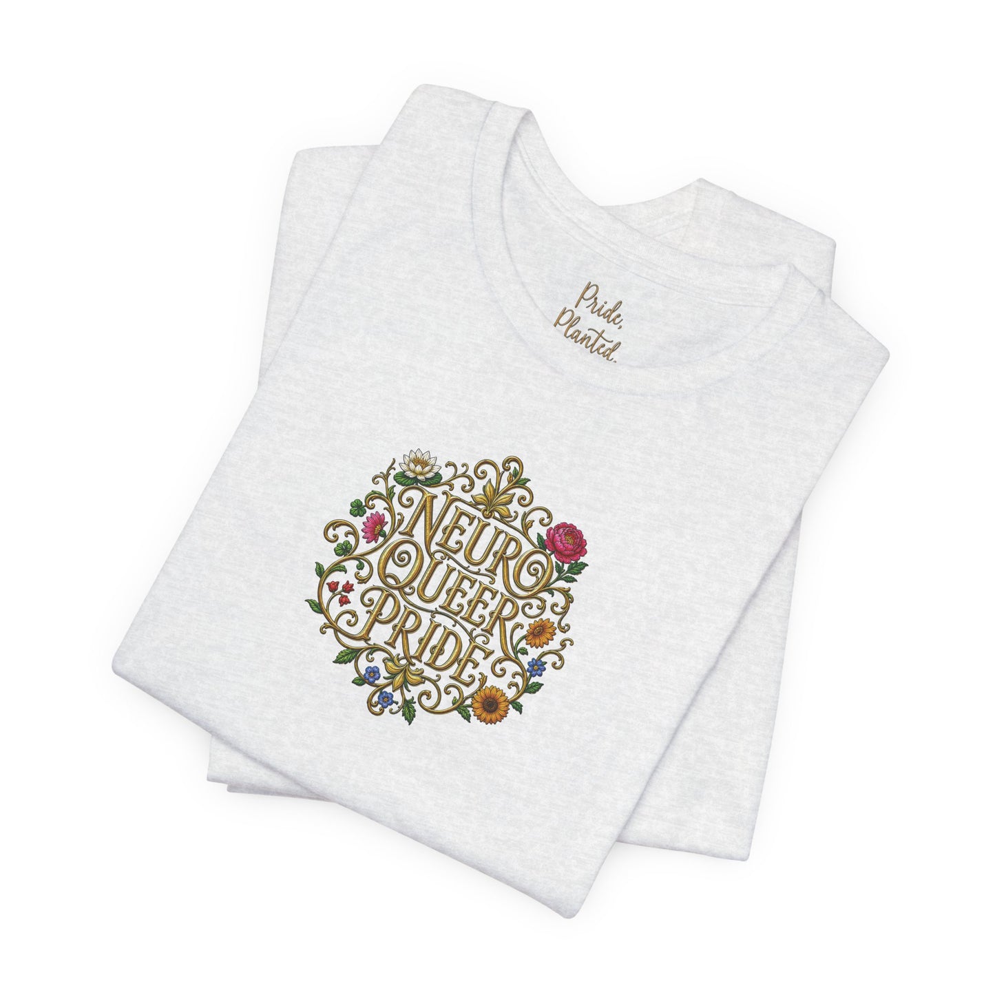 Neuro Queer Pride T-Shirt | Floral Neurodiversity Pride Tee