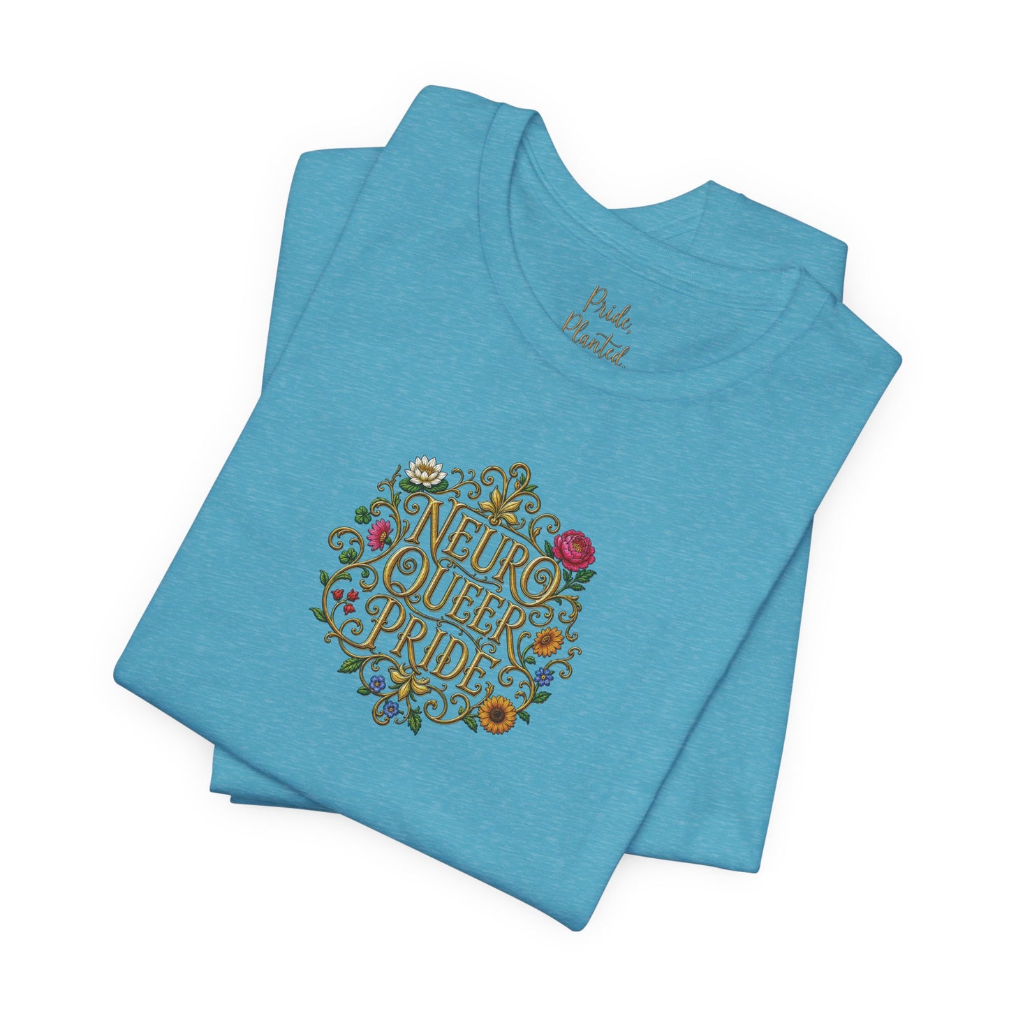 Neuro Queer Pride T-Shirt | Floral Neurodiversity Pride Tee