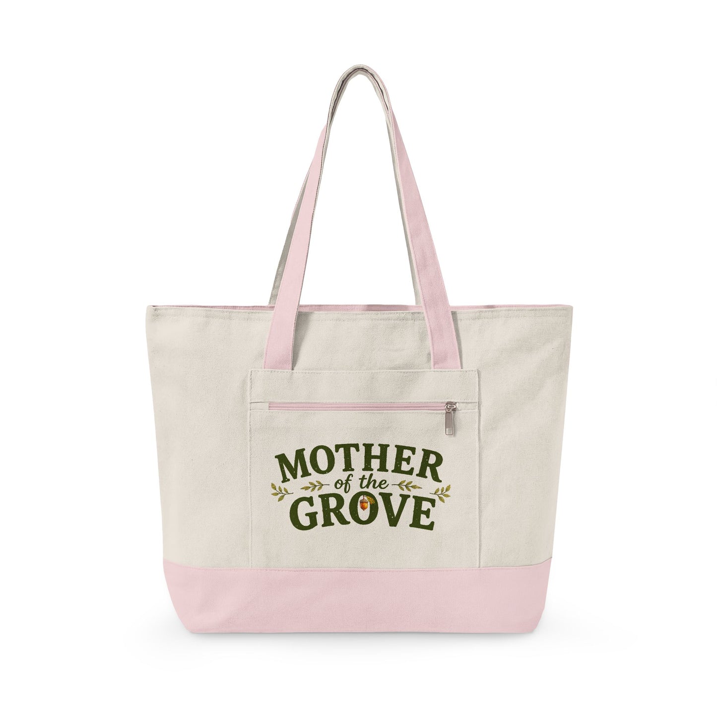 Mother of the Grove Zippered Canvas Tote — Market Bag for Caregivers & Moms